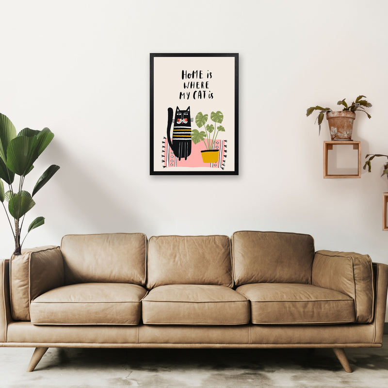 Home Is Where My Cat Is Art Print by Pixy Paper A2 White Frame