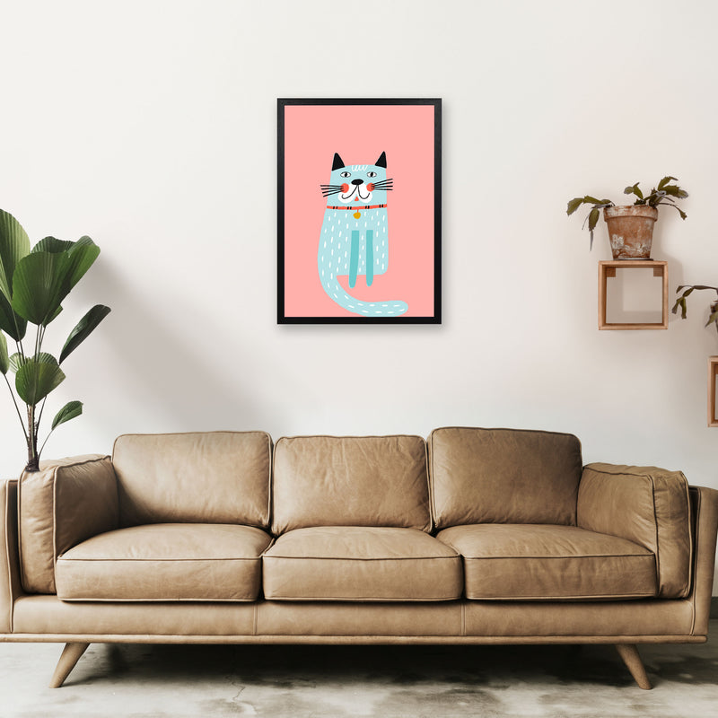 Happy Cat Art Print by Pixy Paper A2 White Frame