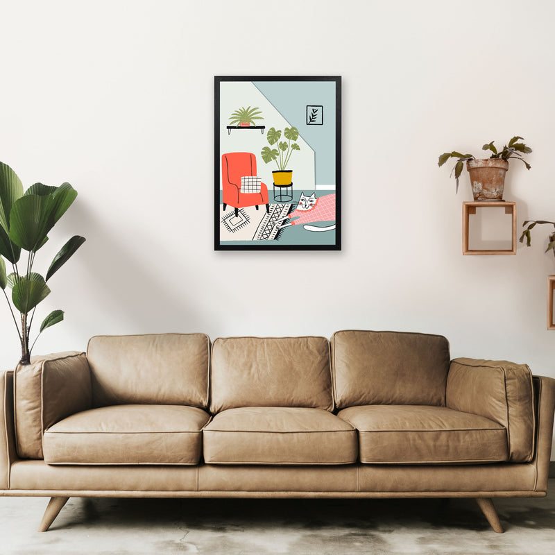Cat At Home Art Print by Pixy Paper A2 White Frame
