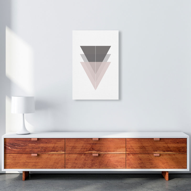 Black, Grey and Pink Abstract Triangles Modern Print A2 Canvas