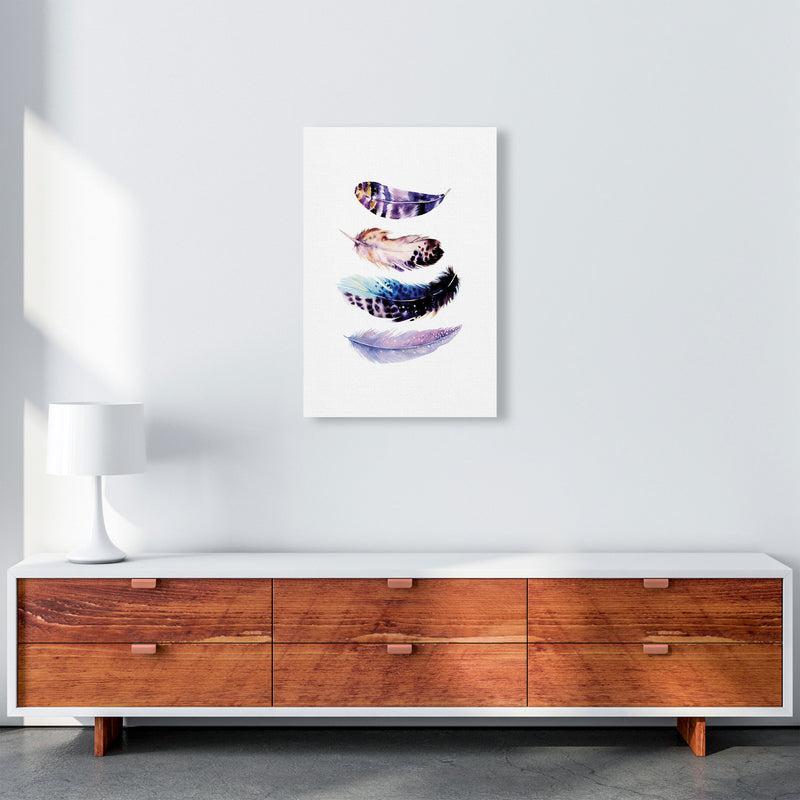 Purple Bird Feathers Abstract Modern Print A2 Canvas