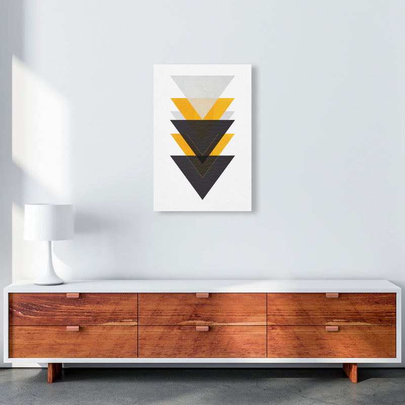 Yellow And Black Abstract Triangles Modern Print A2 Canvas
