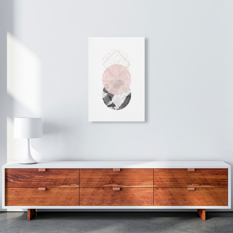 Black And Pink Marble Abstract Circles Modern Print A2 Canvas