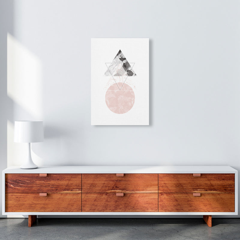 Black And Pink Marble Abstract Triangle And Circle Modern Print A2 Canvas