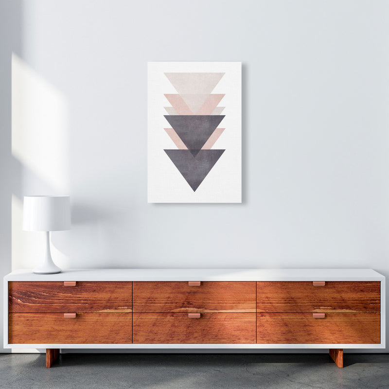 Cotton, Pink And Grey Abstract Triangles Modern Print A2 Canvas