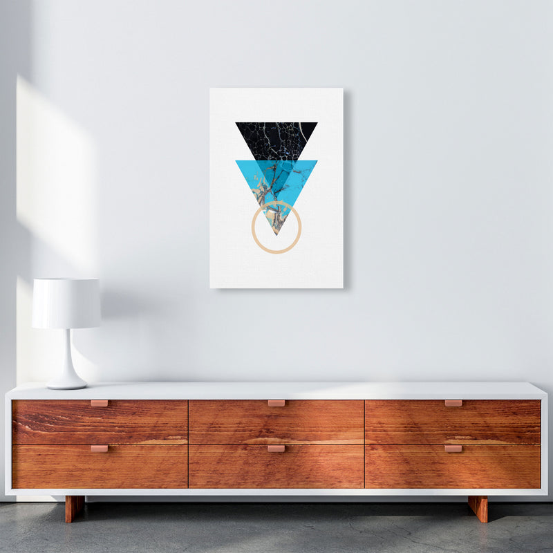 Blue Sand Abstract Triangles Modern Print A2 Canvas