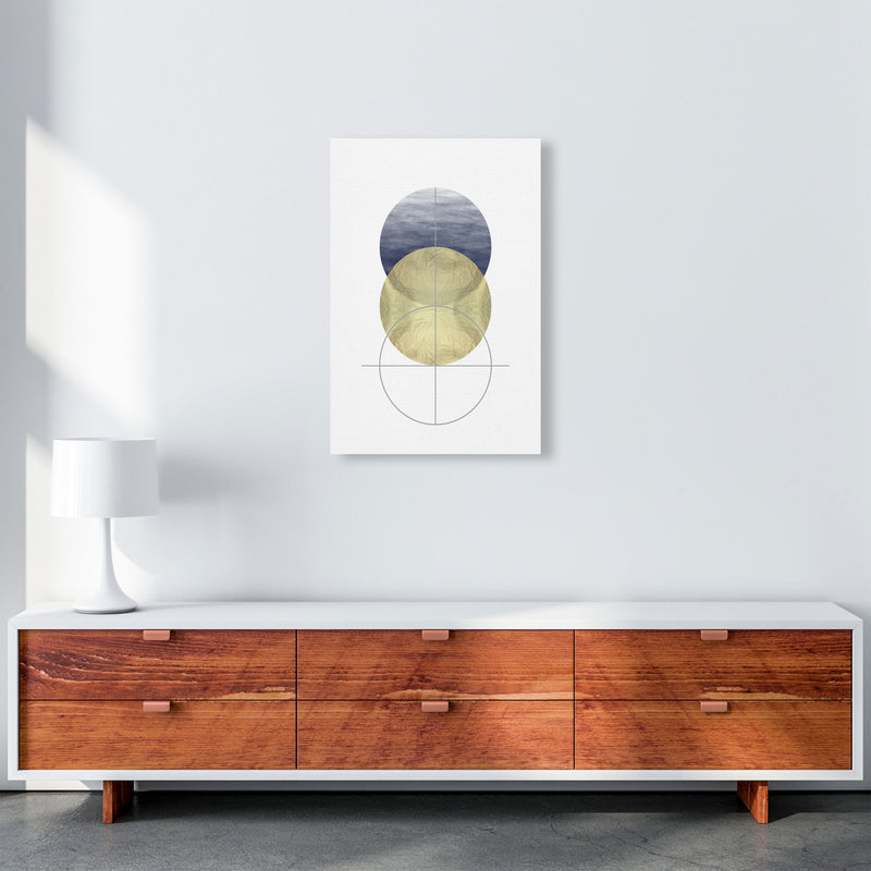 Navy And Gold Abstract Circles Modern Print A2 Canvas