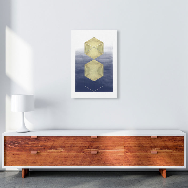 Navy And Gold Abstract Hexagons Modern Print A2 Canvas