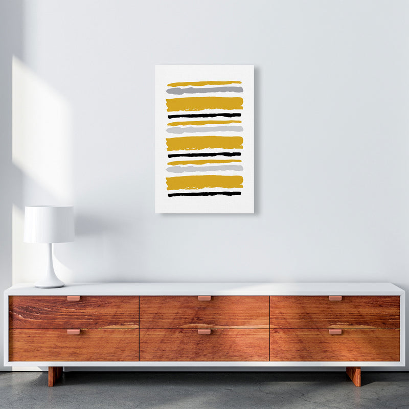 Mustard Contrast Abstract Stripes Modern Print A2 Canvas