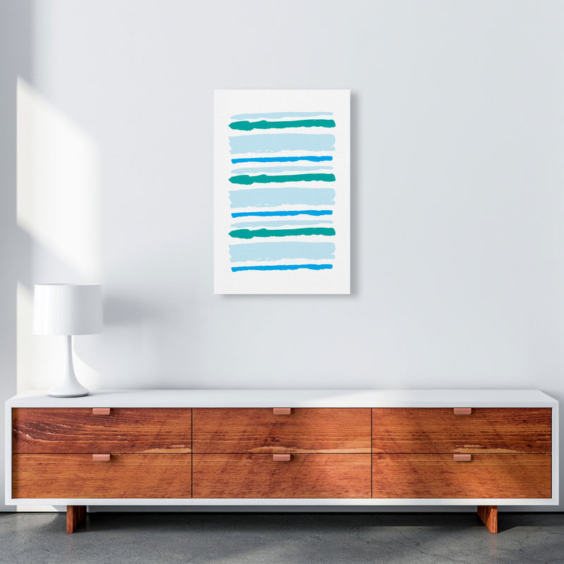 Blue Contrast Abstract Stripes Modern Print A2 Canvas