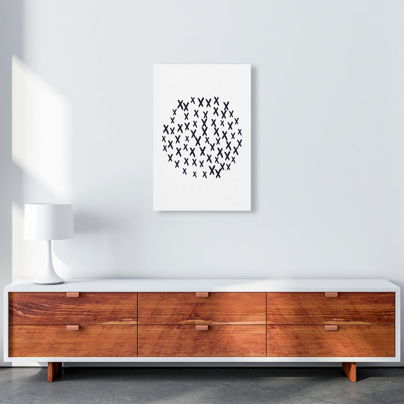 Black Crosses Circle Abstract Modern Print A2 Canvas