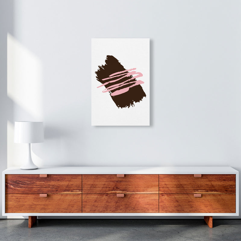 Black Jaggered Paint Brush Abstract Modern Print A2 Canvas