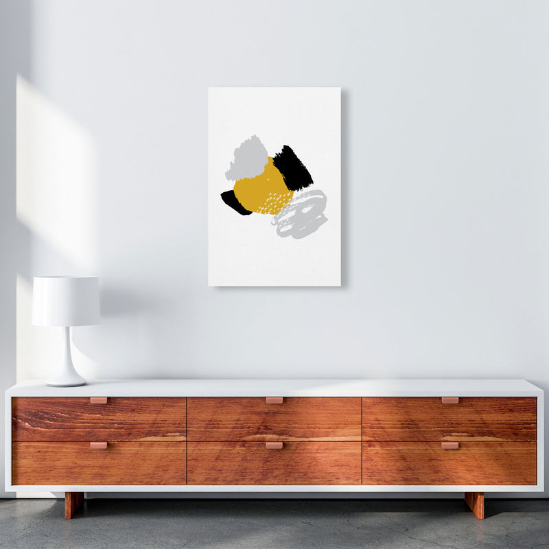 Mustard And Black Mismatch Abstract Modern Print A2 Canvas