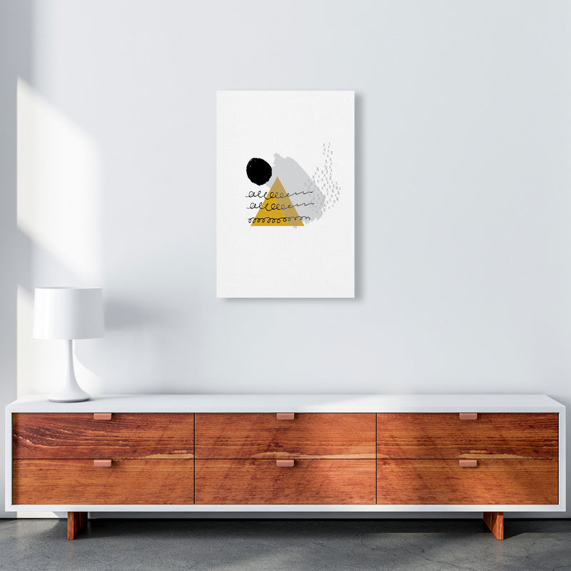 Mustard And Black Mountain Sun Abstract Modern Print A2 Canvas