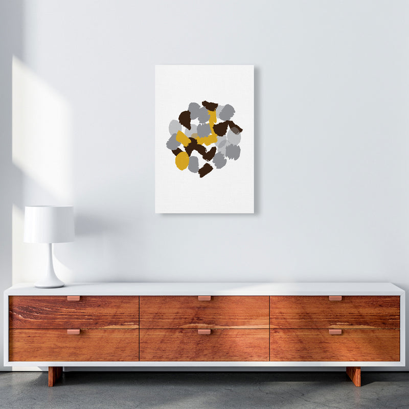 Mustard Abstract Paint Splodge Modern Print A2 Canvas