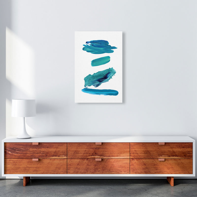 Turquoise Abstract Paint Strokes Modern Print A2 Canvas