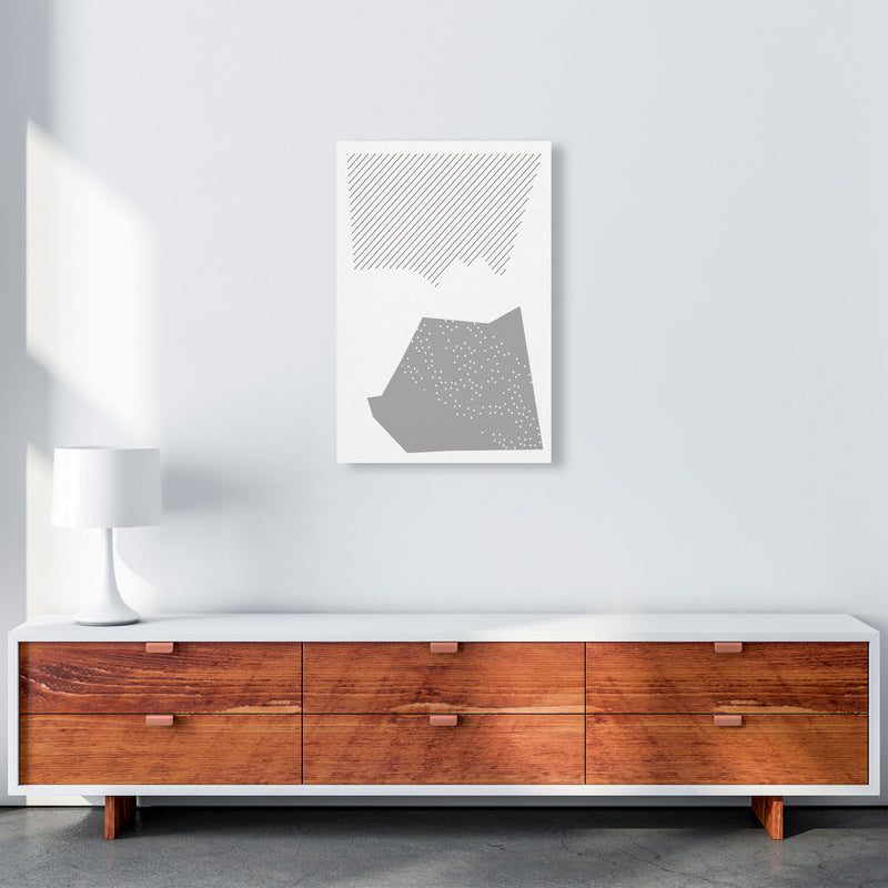 Grey Top And Bottom Abstract Modern Print A2 Canvas