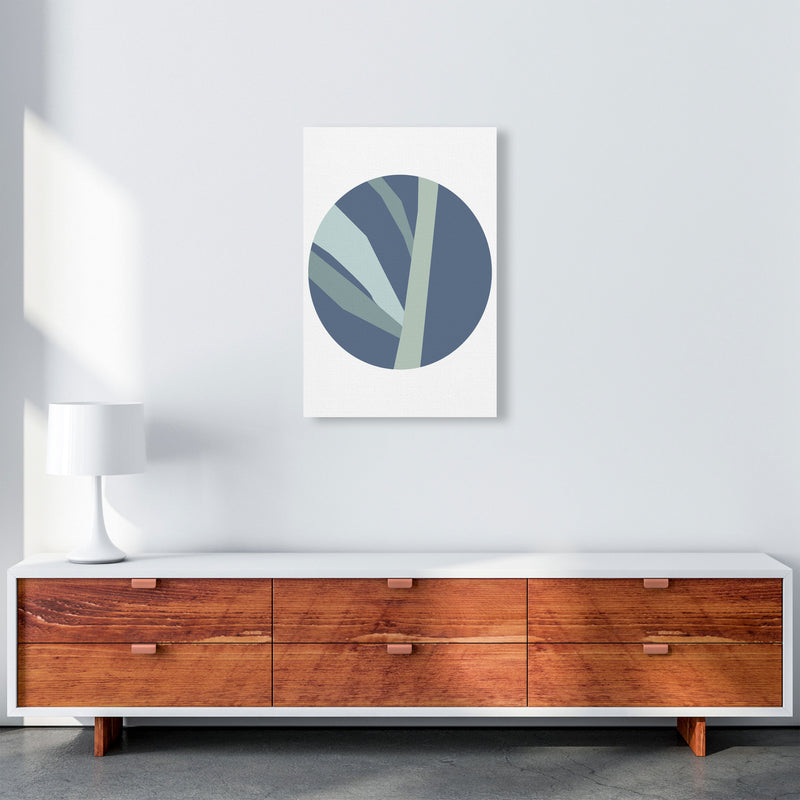 Navy Abstract Circle With Branches Modern Print A2 Canvas