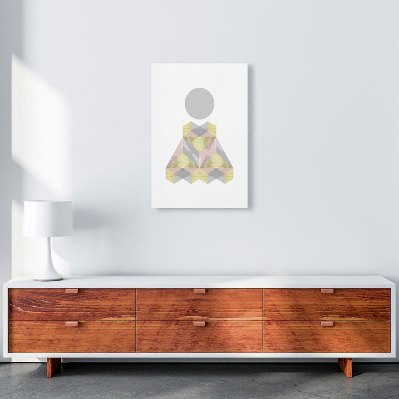 Gold, Pink And Grey Abstract Shapes Modern Print A2 Canvas