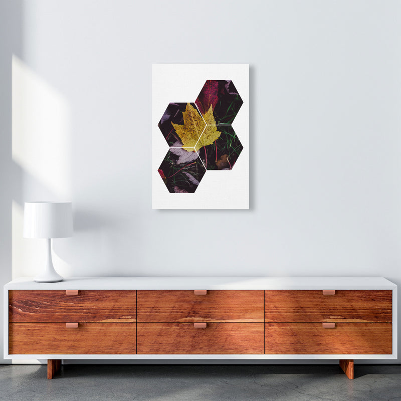 Leaf And Grass Abstract Hexagons Modern Print A2 Canvas