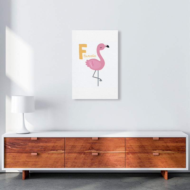 Alphabet Animals, F Is For Flamingo Framed Nursey Wall Art Print A2 Canvas
