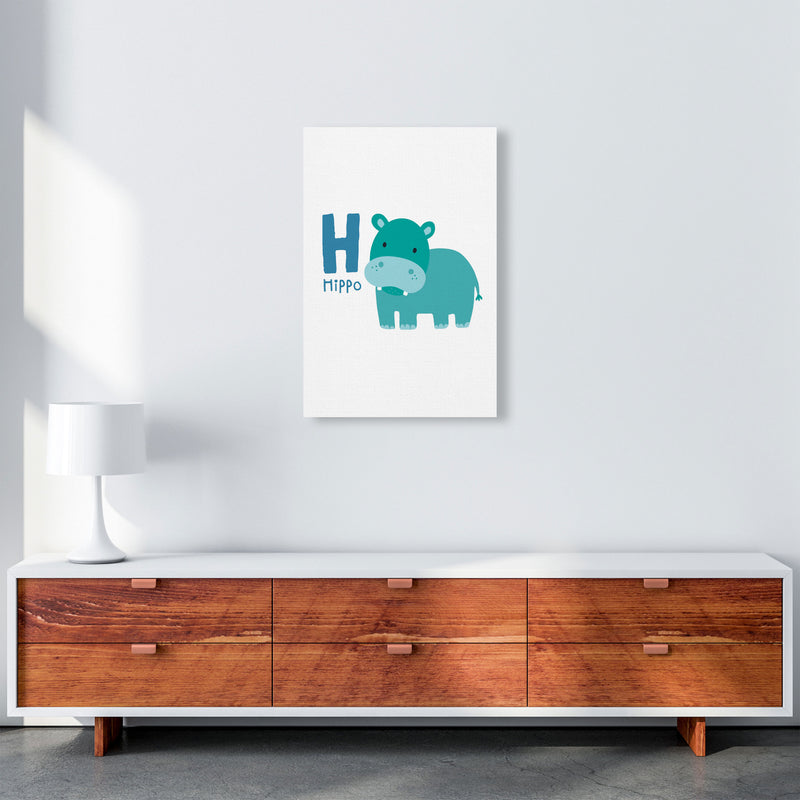 Alphabet Animals, H Is For Hippo Framed Nursey Wall Art Print A2 Canvas