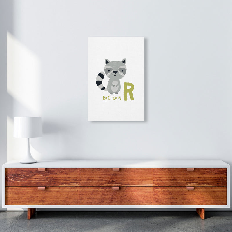 Alphabet Animals, R Is For Raccoon Framed Nursey Wall Art Print A2 Canvas