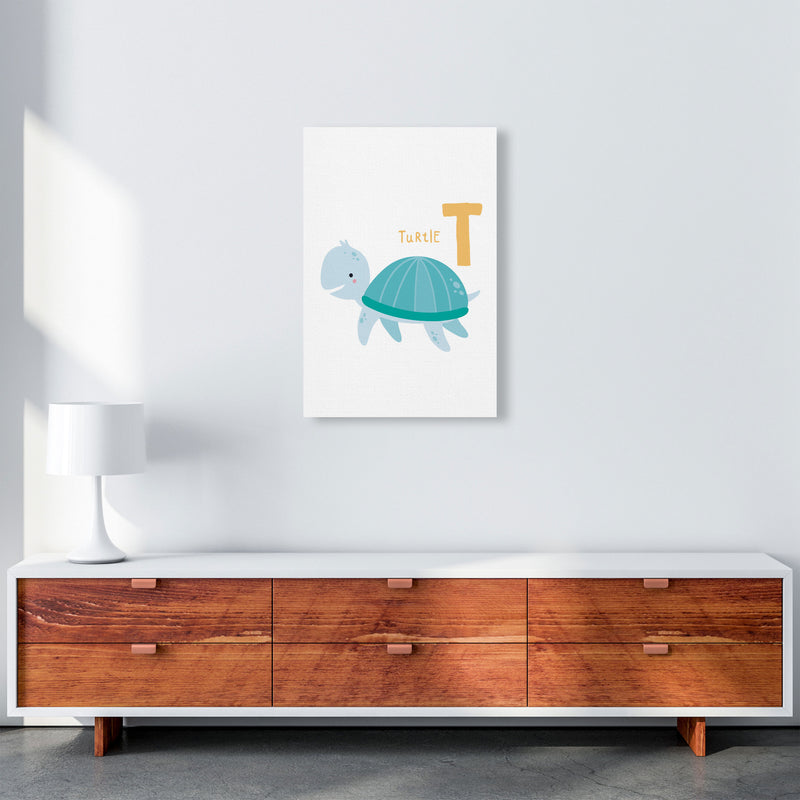 Alphabet Animals, T Is For Turtle Framed Nursey Wall Art Print A2 Canvas