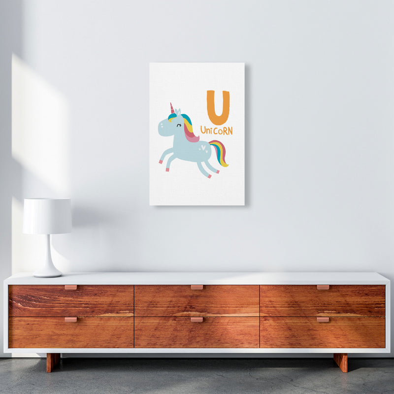 Alphabet Animals, U Is For Unicorn Framed Nursey Wall Art Print A2 Canvas