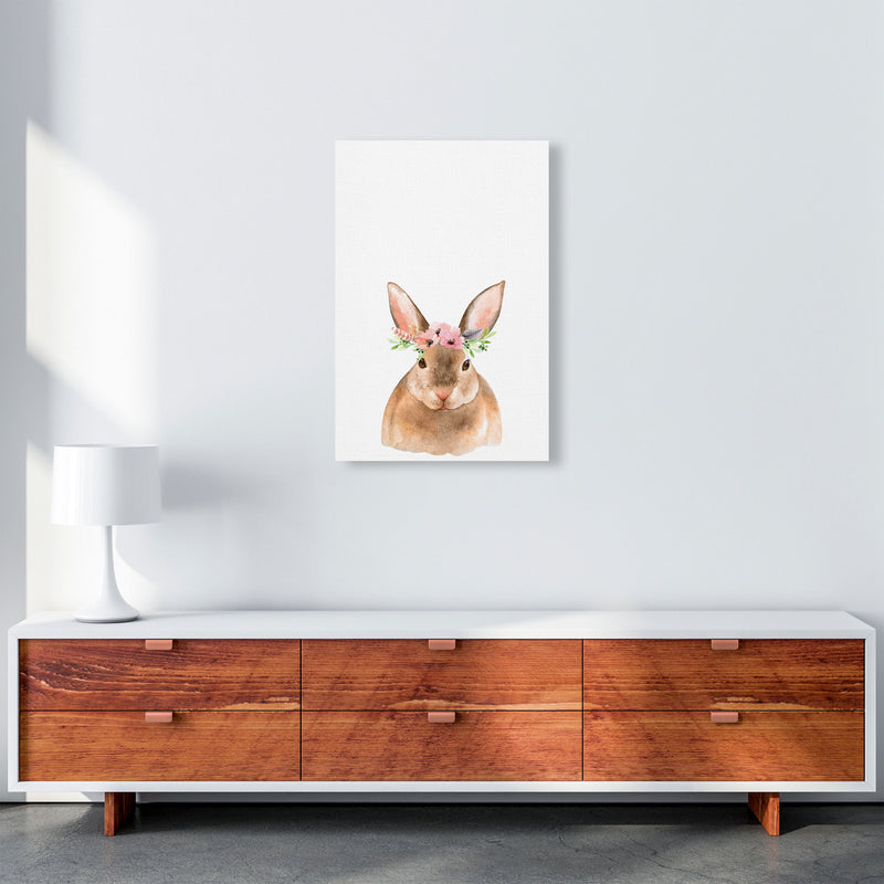 Forest Friends, Floral Cute Bunny Modern Print Animal Art Print A2 Canvas