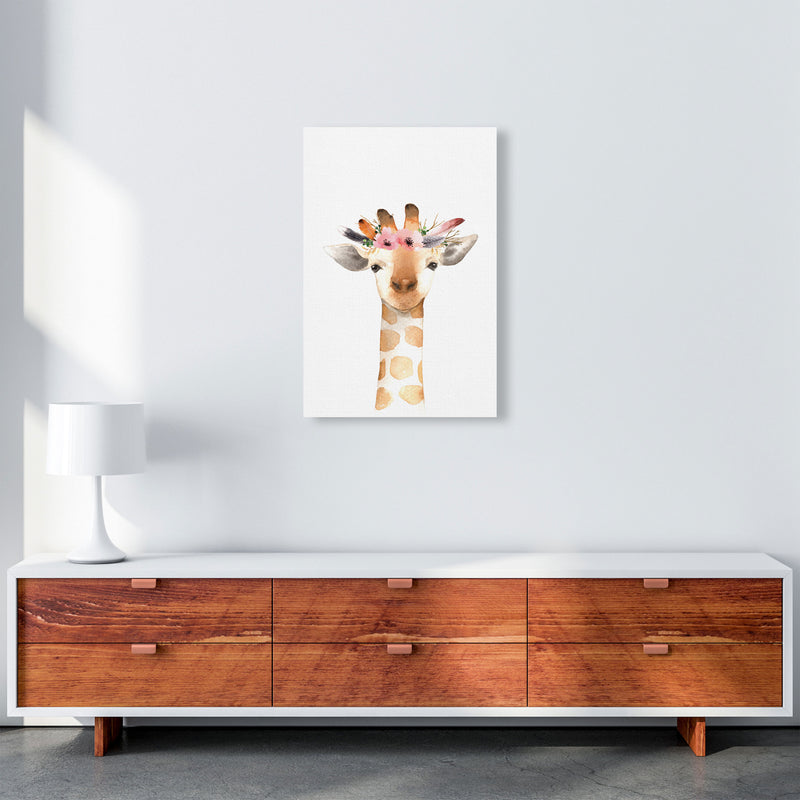 Forest Friends, Floral Cute Giraffe Modern Print Animal Art Print A2 Canvas