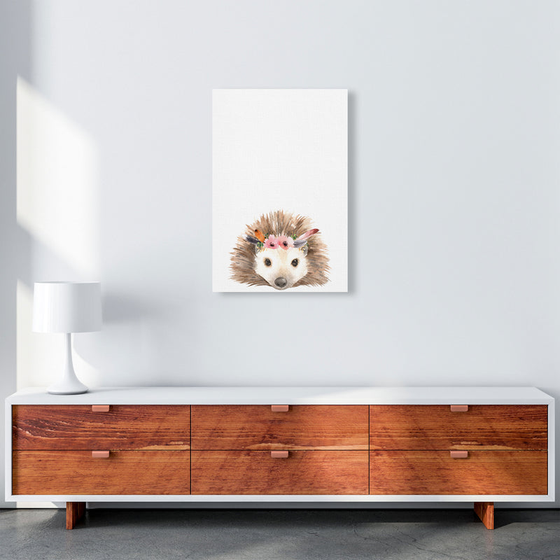 Forest Friends, Floral Cute Hedgehog Modern Print Animal Art Print A2 Canvas