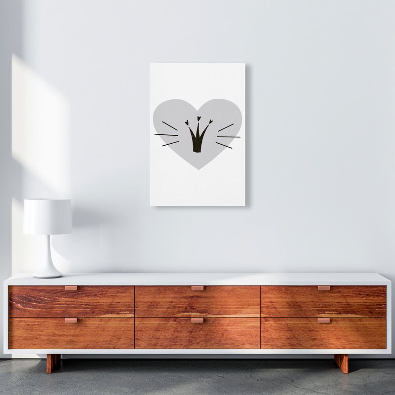 Crown With Grey Heart Framed Nursey Wall Art Print A2 Canvas