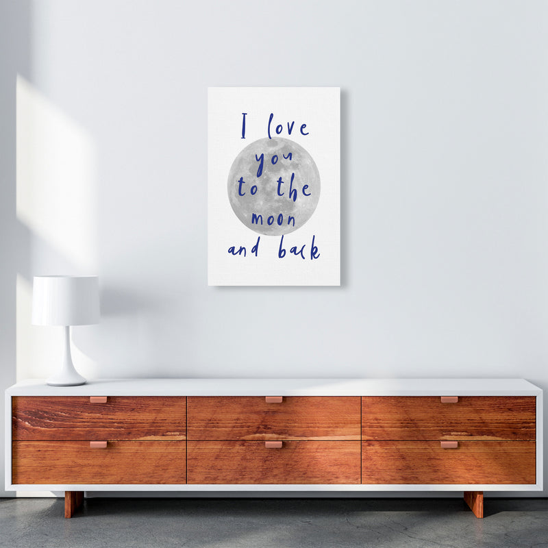 I Love You To The Moon And Back Navy Framed Typography Wall Art Print A2 Canvas