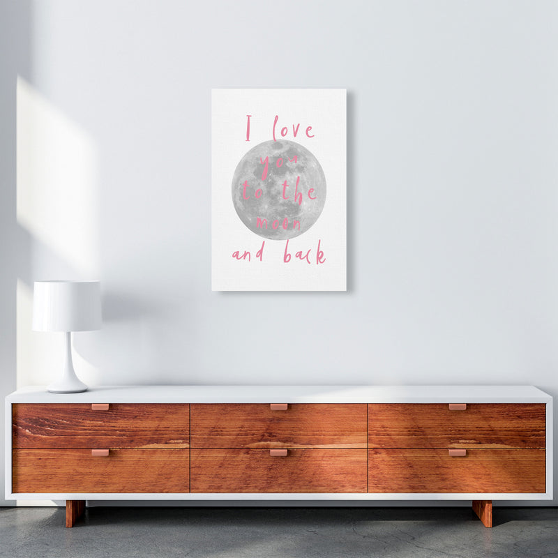 I Love You To The Moon And Back Pink Framed Typography Wall Art Print A2 Canvas