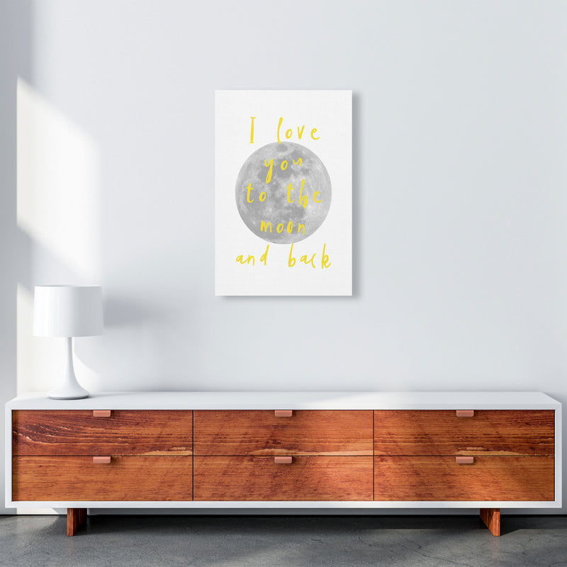 I Love You To The Moon And Back Yellow Framed Typography Wall Art Print A2 Canvas