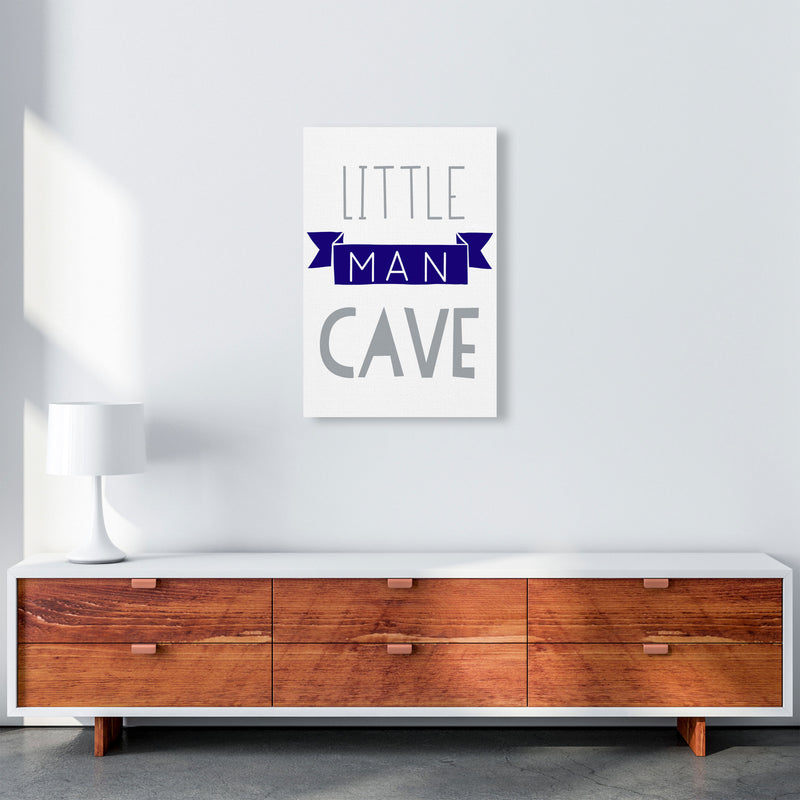 Little Man Cave Navy Banner Framed Nursey Wall Art Print A2 Canvas