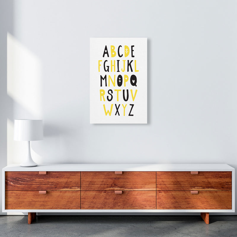 Black And Yellow Alphabet Framed Nursey Wall Art Print A2 Canvas