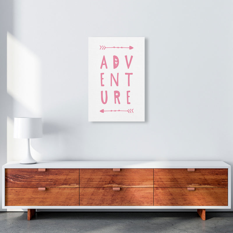 Adventure Pink Framed Typography Wall Art Print A2 Canvas