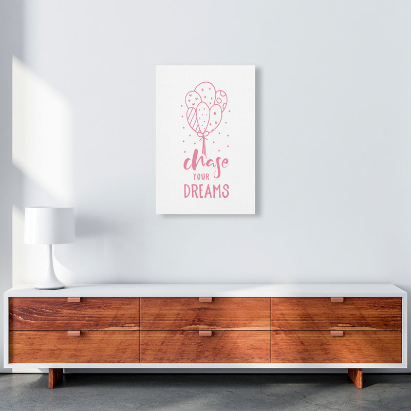 Chase Your Dreams Pink Framed Typography Wall Art Print A2 Canvas