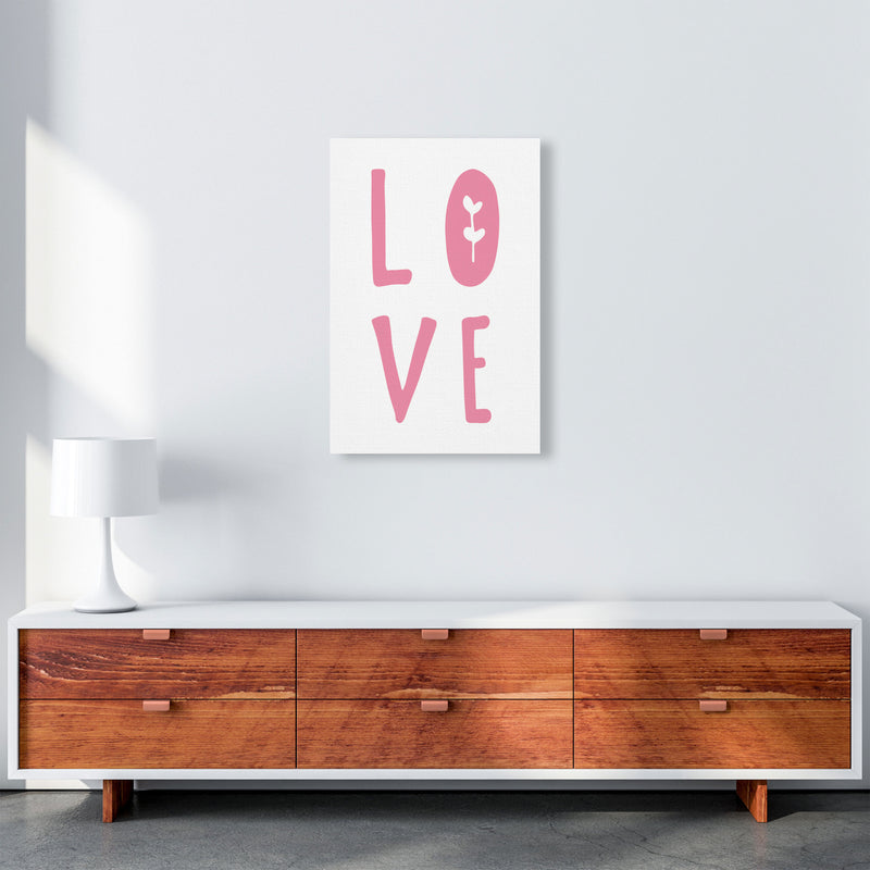 Love Pink Framed Typography Wall Art Print A2 Canvas