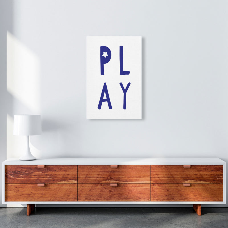 Play Navy Framed Typography Wall Art Print A2 Canvas