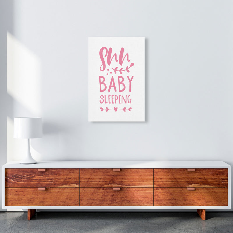 Shh Baby Sleeping Pink Framed Nursey Wall Art Print A2 Canvas