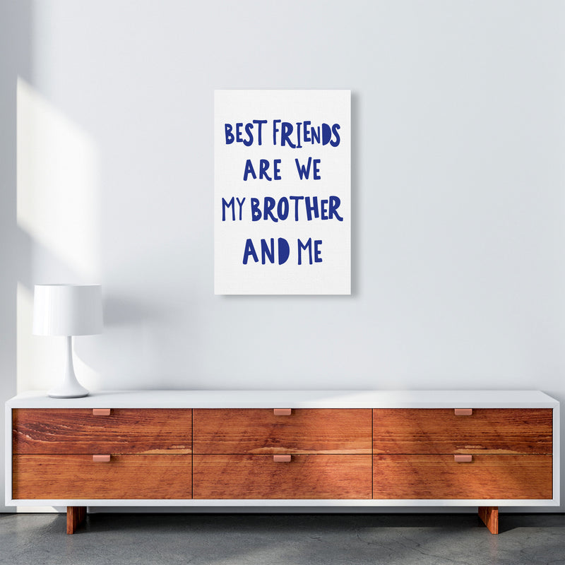 Brother Best Friends Navy Framed Nursey Wall Art Print A2 Canvas