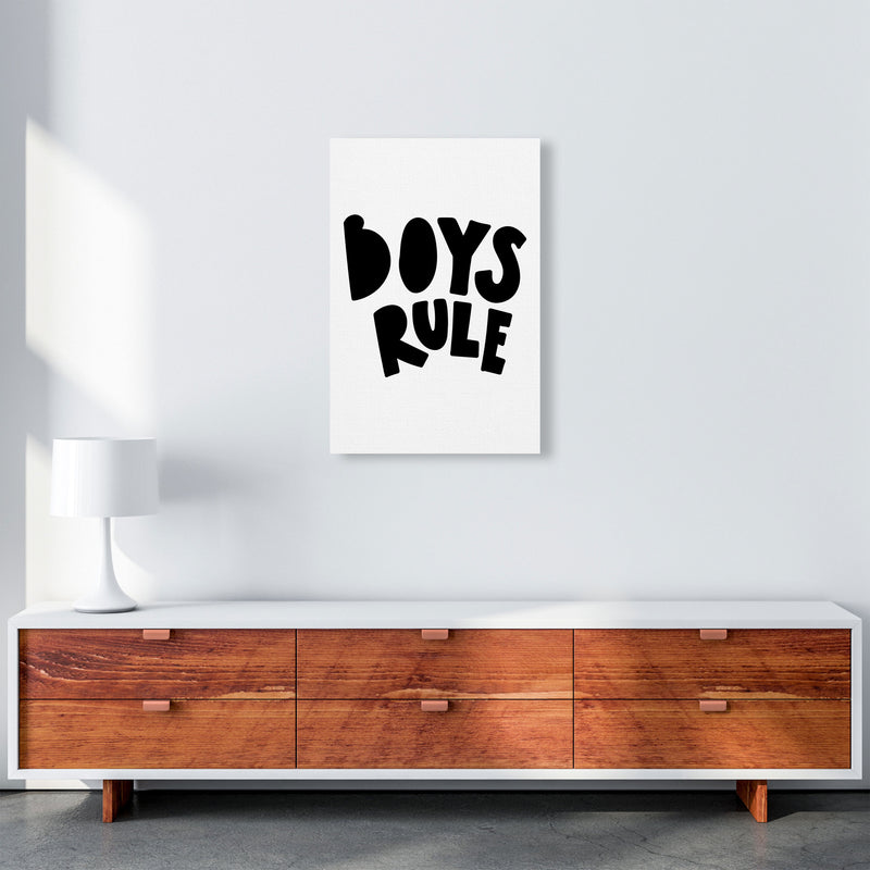 Boys Rule Black Framed Nursey Wall Art Print A2 Canvas