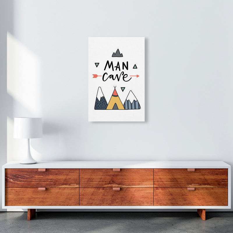 Man Cave Mountains Framed Typography Wall Art Print A2 Canvas