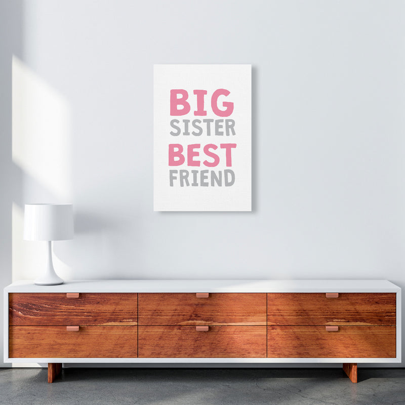 Big Sister Best Friend Pink Framed Typography Wall Art Print A2 Canvas