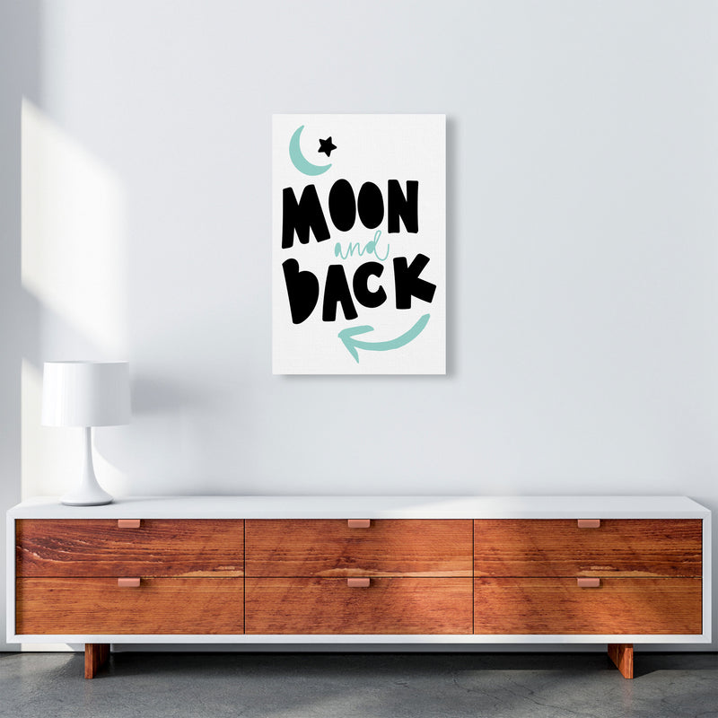Moon And Back Black And Mint Framed Typography Wall Art Print A2 Canvas