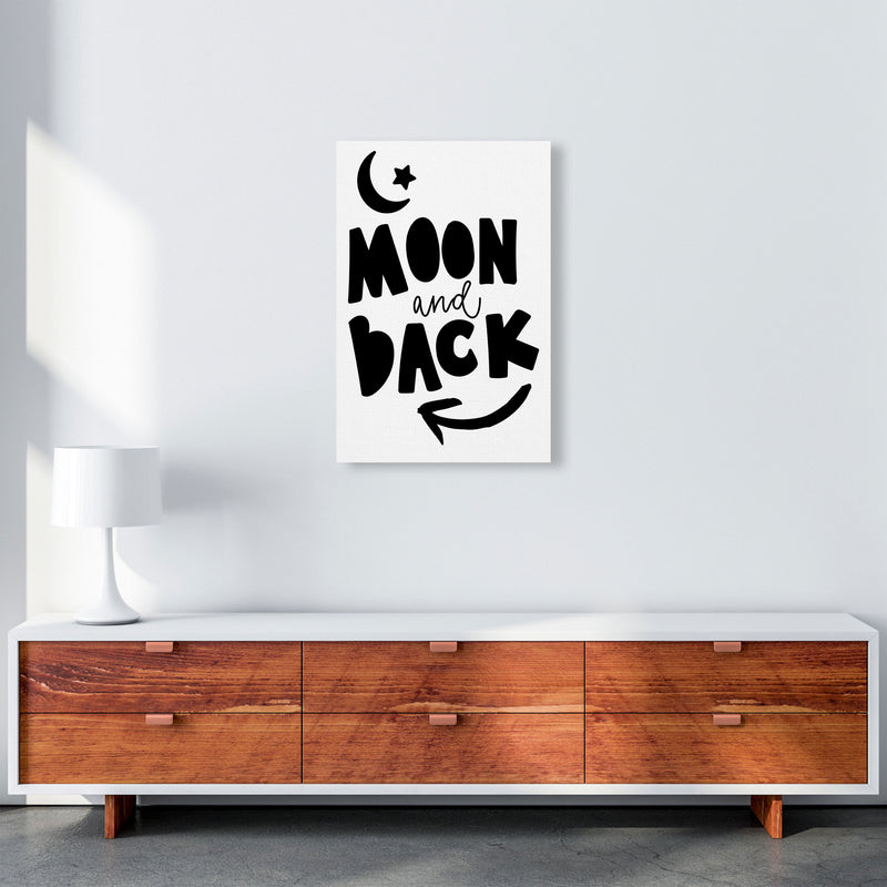 Moon And Back Black Framed Typography Wall Art Print A2 Canvas