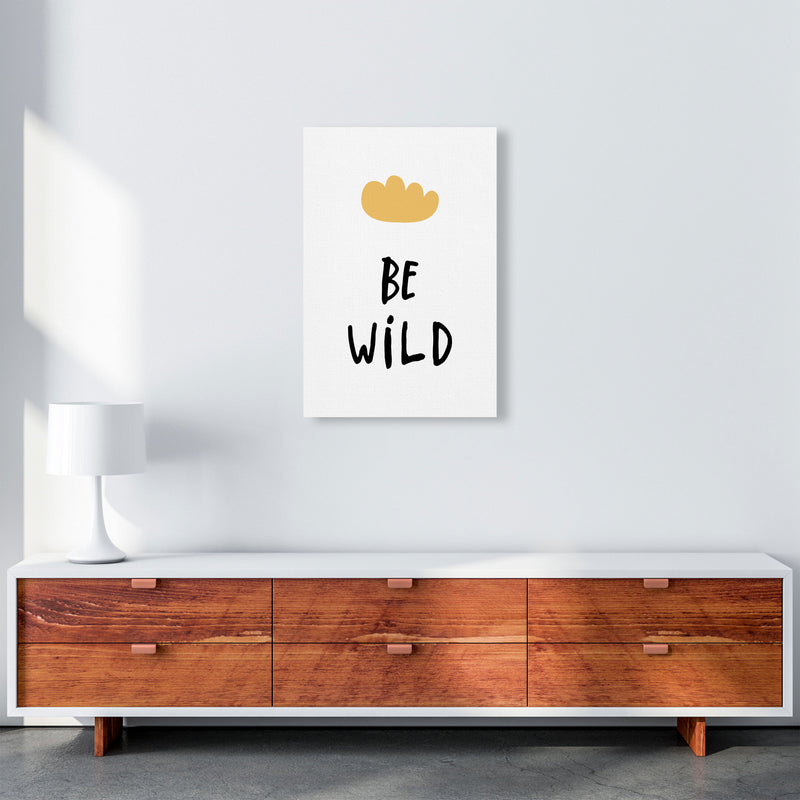 Be Wild Mustard Cloud Framed Typography Wall Art Print A2 Canvas
